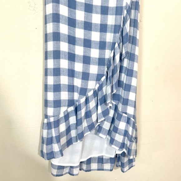 Rails Brigette Wrap Gingham Blue & White Ruffle Trim Dress SIZE XS - Picture 6 of 10